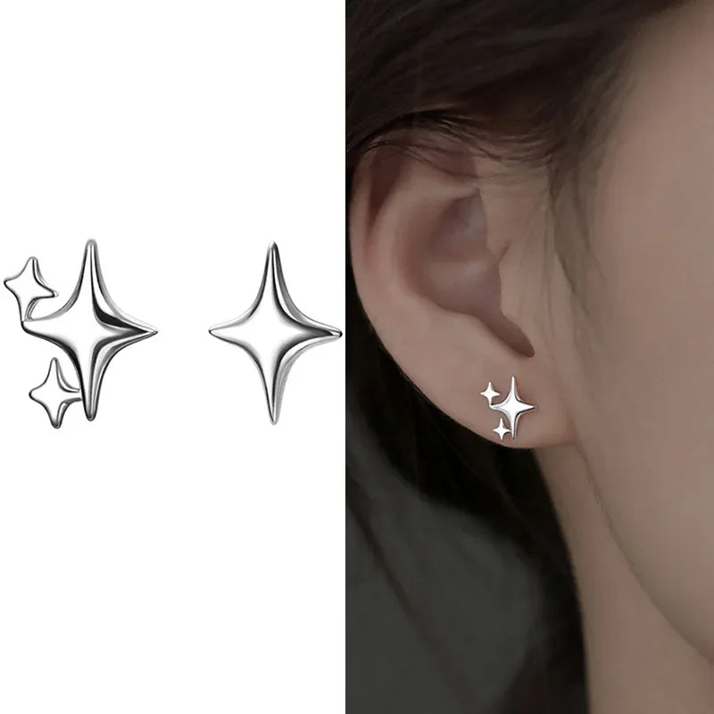 Starry Zircon Silver Earrings