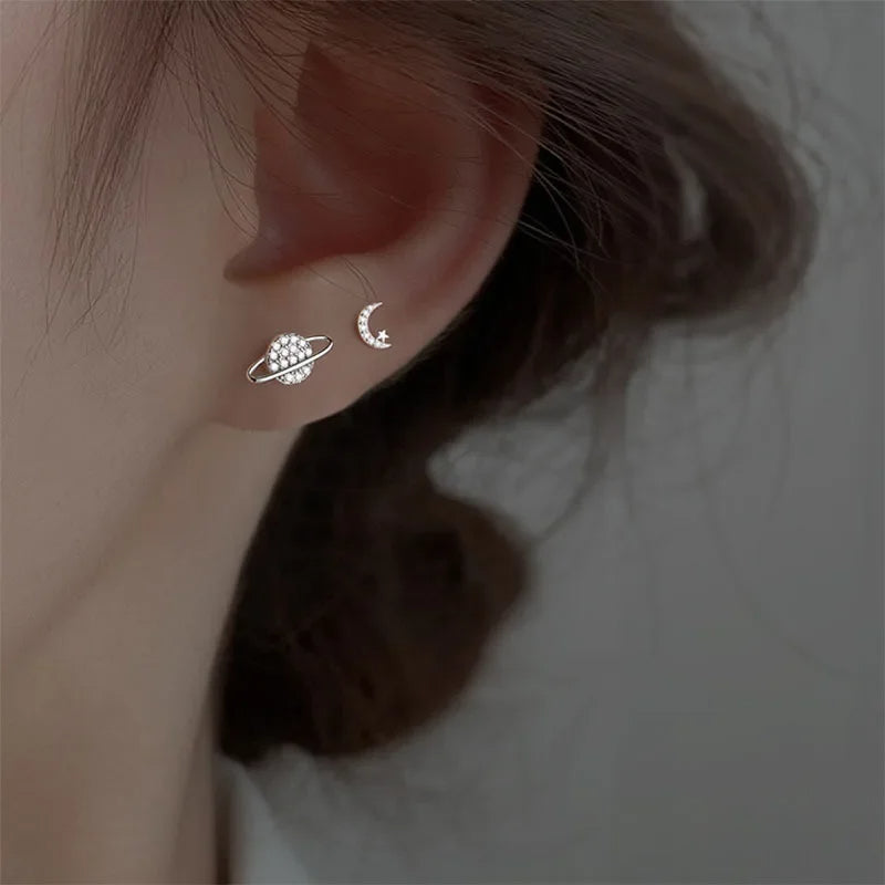 Starry Zircon Silver Earrings