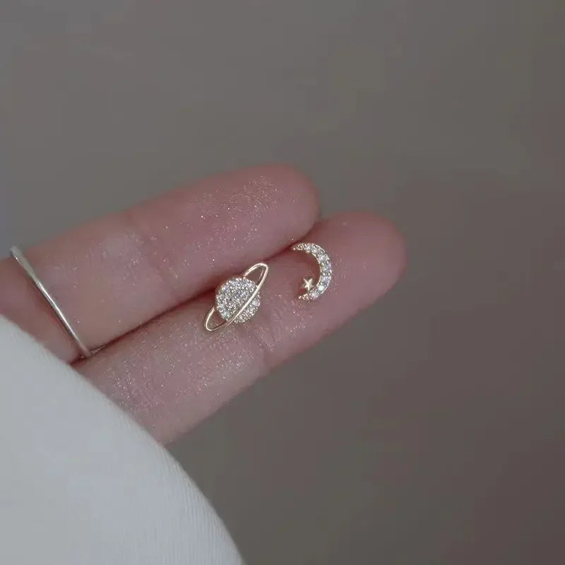 Starry Zircon Silver Earrings