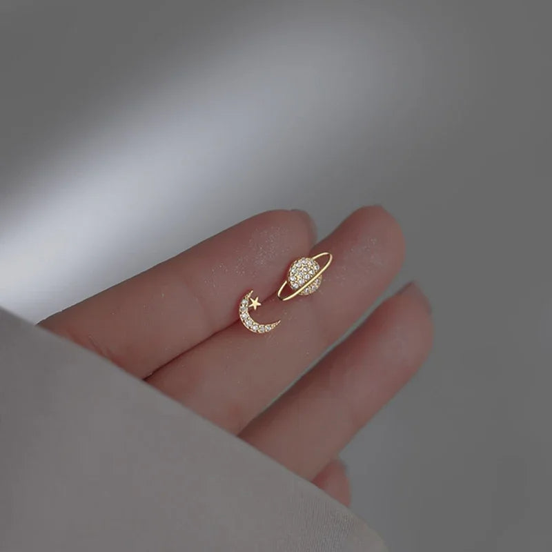 Starry Zircon Silver Earrings