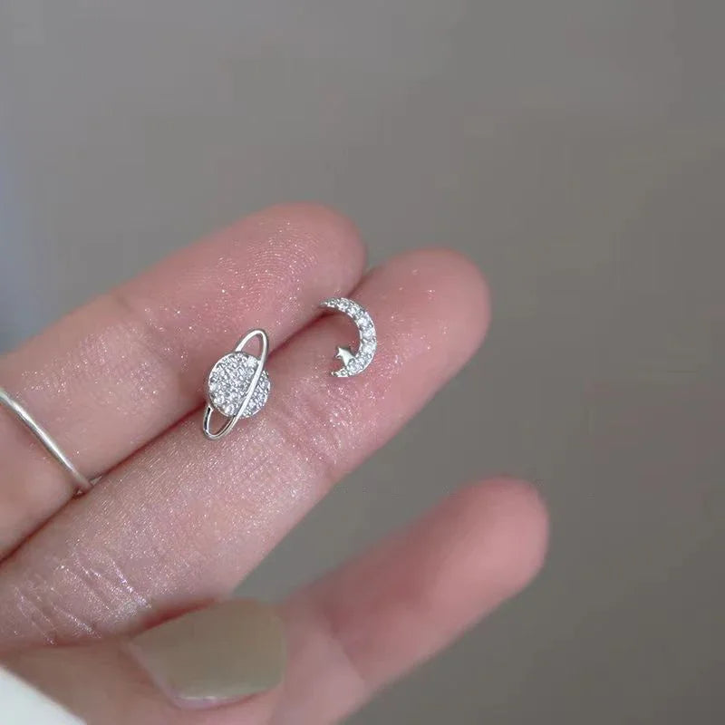 Starry Zircon Silver Earrings