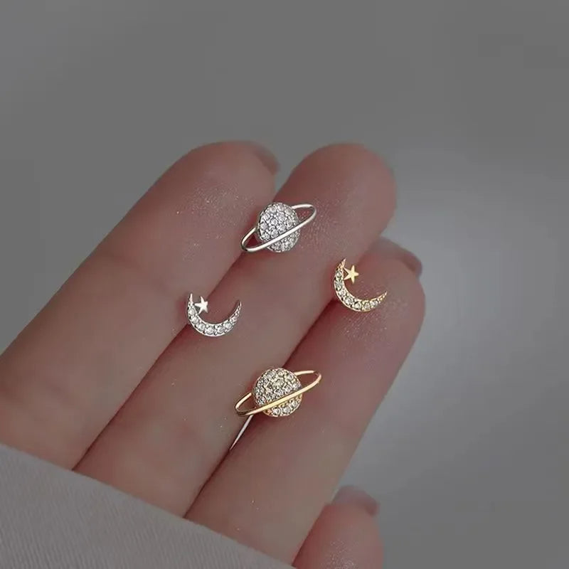 Starry Zircon Silver Earrings