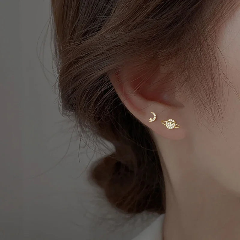 Starry Zircon Silver Earrings