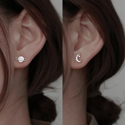 Starry Zircon Silver Earrings