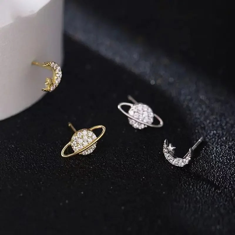 Starry Zircon Silver Earrings